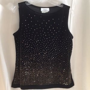 Black velvet with sequin and bead confetti pattern